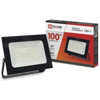 Прожектор светодиодный СДО-7 100 Вт 6500К IP65 черный IN HOME 4690612034652
