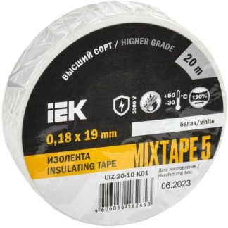 Изолента ПВХ белая 19мм 20м UIZ-20-10-K01 IEK