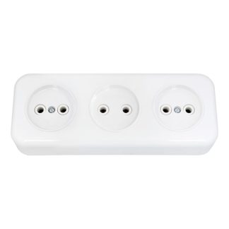 Розетка 3-я без з/к 16А ОУ серия Многоместные, белая, Bylectrica РА16-244