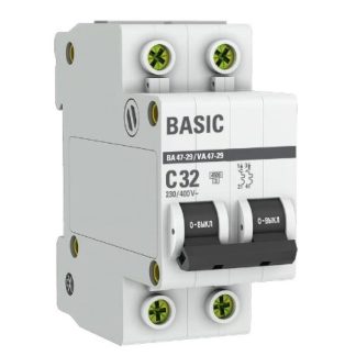 Автоматический выключатель 2P 32А (C) 4,5кА ВА 47-29 EKF Basic mcb4729-2-32C