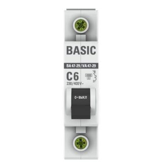 Автоматический выключатель 1P 06А (C) 4,5кА ВА 47-29 EKF Basic mcb4729-1-06C