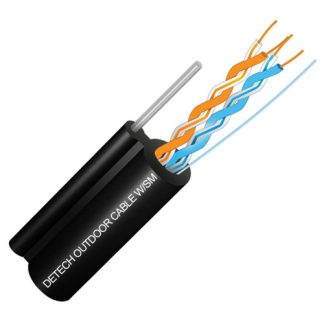 Внешний кабель: DeTech UTP CAT5E 2PR 0,5mm CU Premium со ст. тросом, ПЭТ-оболочка, 305м (БУХТА) Ме2н