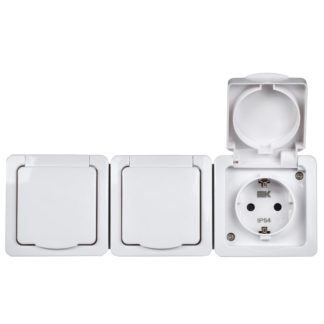Розетка 3-я с заземлением ОУ Гермес PLUS  белая IP54 ERMP32-K01-16-54-EC IEK