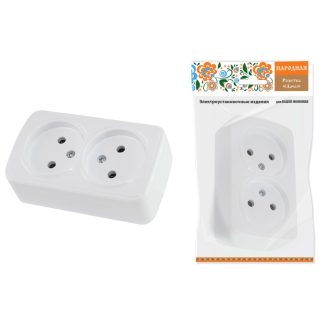 Розетка 2-я без з/к 10А ОУ серия Дача, белая, Народная SQ1824-0009