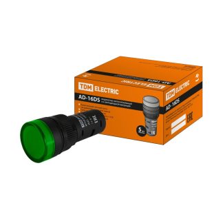 Лампа AD-16DS(LED)матрица d16мм зеленый 12В AC/DC TDM SQ0702-0053